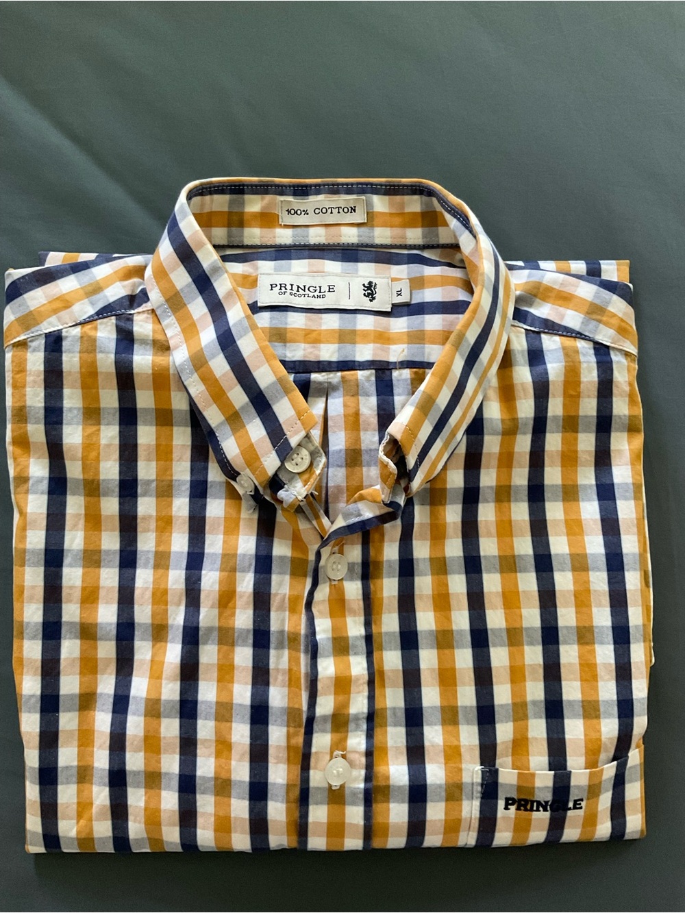 Pringle Cotton Yellow & Navy Check Button-Down Shirt